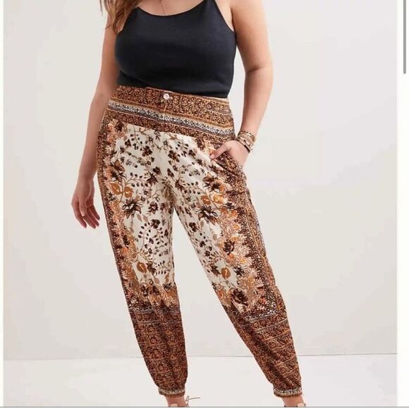 Anthropologie Pants - Anthropologie Brown Patterned Linen Blend Printed Jogger Pants